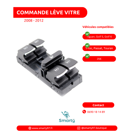 Commande lève-vitres Vw T-roc, Passat, Golf 5, Golf 6, Tiguan