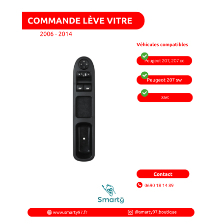 Commande lève-vitre Peugeot 207/3 portes