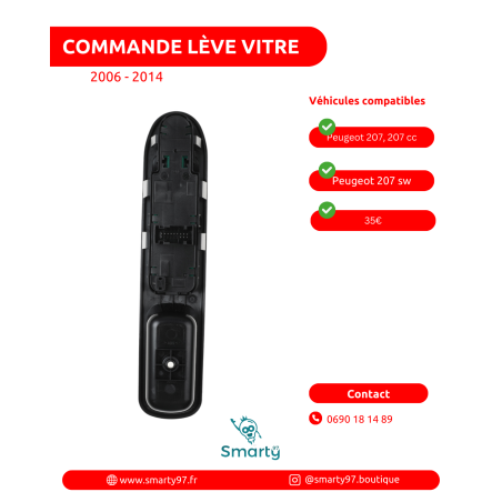 Commande lève-vitre Peugeot 207/3 portes