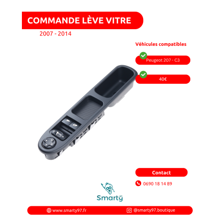 Commande lève-vitre Peugeot 207 2 vitres électriques à l'avant