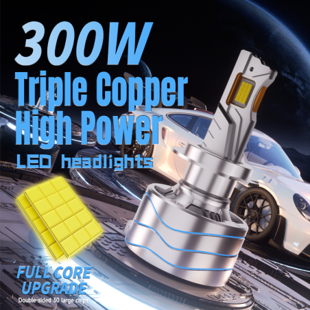 H4 300W 65 000 LUMENS 6000K ANTI-ERREUR
