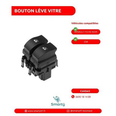 Bouton Lève-vitre Renault fiche noire