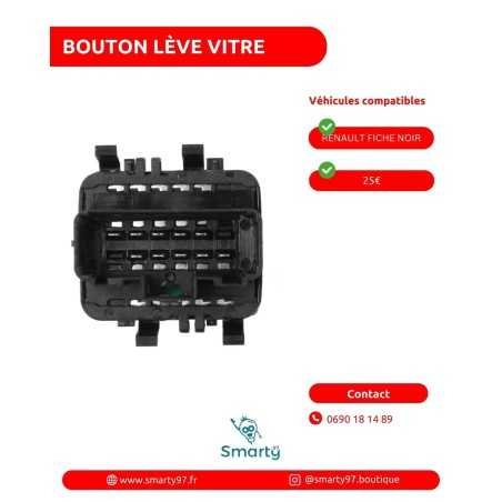Bouton Lève-vitre Renault fiche noire