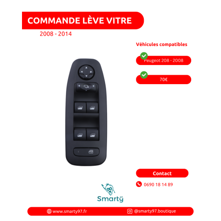 Commande lève-vitres Peugeot 208/5portes