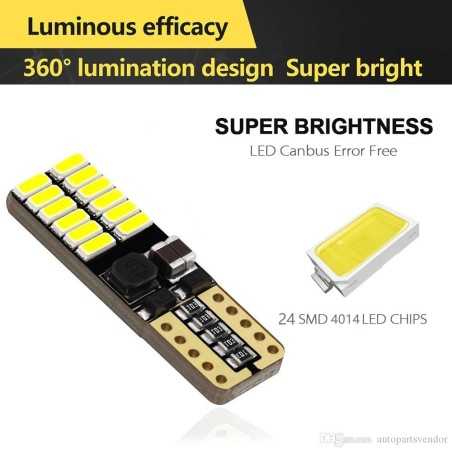 Veilleuses x2 led T10 W5W 24 leds Canbus