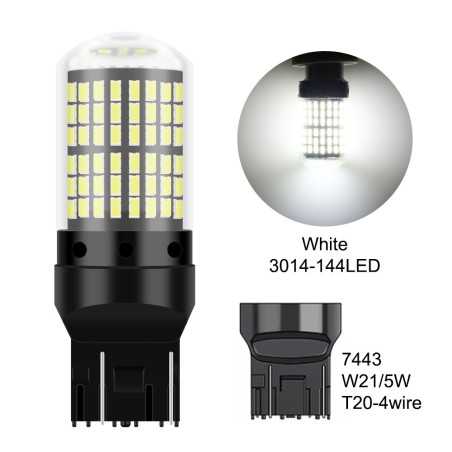 Feux de jour T20 x2 W21/5W Blanc 6000K  33 leds Canbus