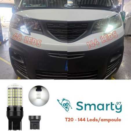 Feux de jour T20 x2 W21/5W Blanc 6000K  33 leds Canbus